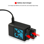 Caricabatterie doppio per batterie con cavo USB-C/Type-C per GoPro HERO6 /5, Charger with TYPE-C Cable
