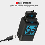 Caricabatterie doppio per batterie con cavo USB-C/Type-C per GoPro HERO6 /5, Charger with TYPE-C Cable