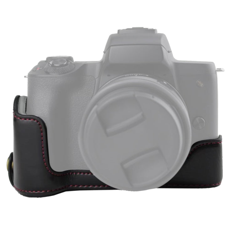 Base mezza custodia per fotocamera in pelle PU con filo da 1/4 di pollice per Canon EOS M50 / M50 Mark II, For Canon EOS M50