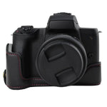 Base mezza custodia per fotocamera in pelle PU con filo da 1/4 di pollice per Canon EOS M50 / M50 Mark II, For Canon EOS M50