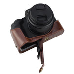 Base mezza custodia per fotocamera in pelle PU con filo da 1/4 di pollice per Canon EOS M50 / M50 Mark II, For Canon EOS M50