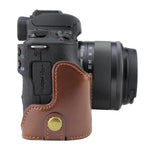 Base mezza custodia per fotocamera in pelle PU con filo da 1/4 di pollice per Canon EOS M50 / M50 Mark II, For Canon EOS M50