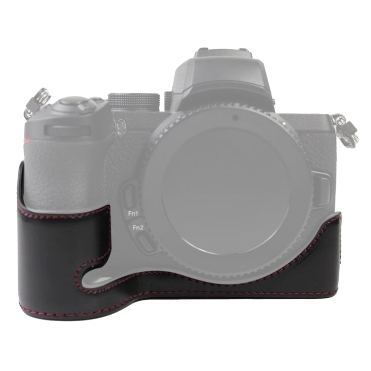 Base mezza custodia per fotocamera in pelle PU con filo da 1/4 di pollice per Nikon Z50, For Nikon Z50