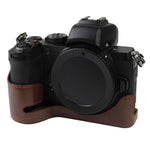Base mezza custodia per fotocamera in pelle PU con filo da 1/4 di pollice per Nikon Z50, For Nikon Z50