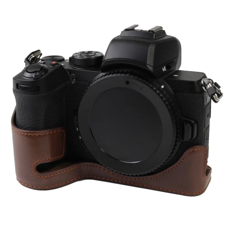Base mezza custodia per fotocamera in pelle PU con filo da 1/4 di pollice per Nikon Z50, For Nikon Z50