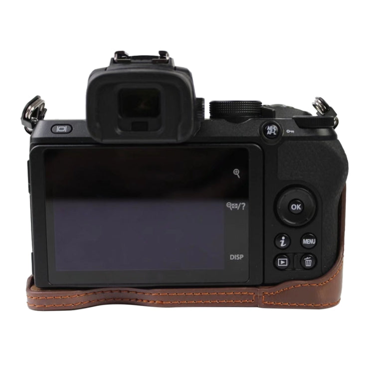 Base mezza custodia per fotocamera in pelle PU con filo da 1/4 di pollice per Nikon Z50, For Nikon Z50