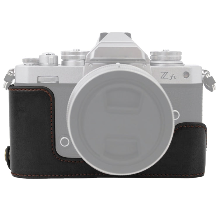Base mezza custodia per fotocamera in pelle PU con filo da 1/4 di pollice per Nikon Z fc, For Nikon Z fc
