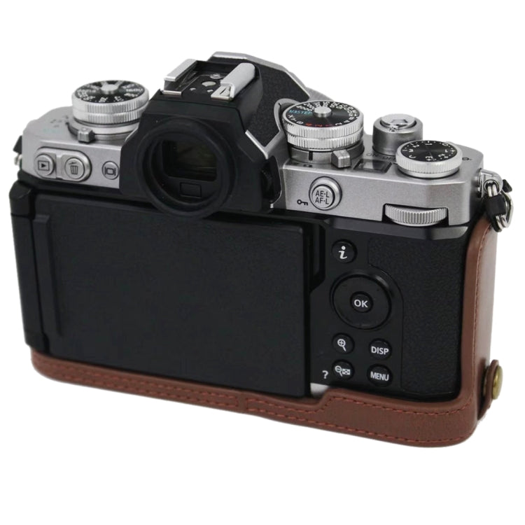 Base mezza custodia per fotocamera in pelle PU con filo da 1/4 di pollice per Nikon Z fc, For Nikon Z fc