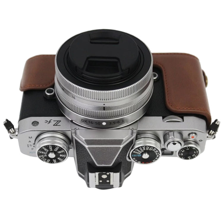 Base mezza custodia per fotocamera in pelle PU con filo da 1/4 di pollice per Nikon Z fc, For Nikon Z fc