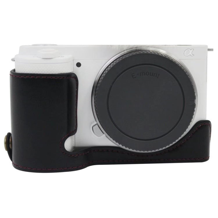 Base mezza custodia per fotocamera in pelle PU con filettatura da 1/4 di pollice per Sony ZV-E10 / ZV-E10L, For Sony ZV-E10