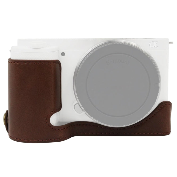 Base mezza custodia per fotocamera in pelle PU con filettatura da 1/4 di pollice per Sony ZV-E10 / ZV-E10L, For Sony ZV-E10