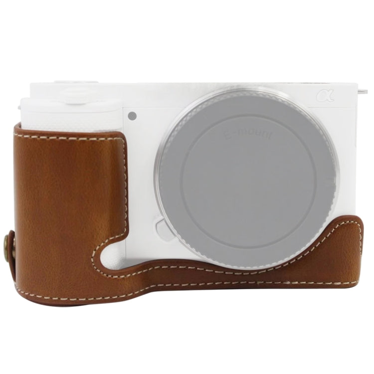 Base mezza custodia per fotocamera in pelle PU con filettatura da 1/4 di pollice per Sony ZV-E10 / ZV-E10L, For Sony ZV-E10