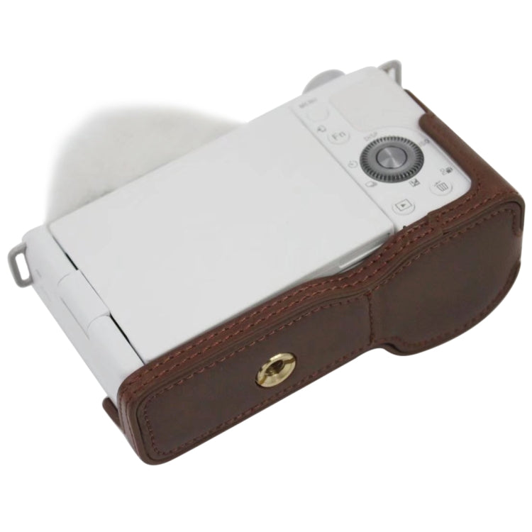 Base mezza custodia per fotocamera in pelle PU con filettatura da 1/4 di pollice per Sony ZV-E10 / ZV-E10L, For Sony ZV-E10