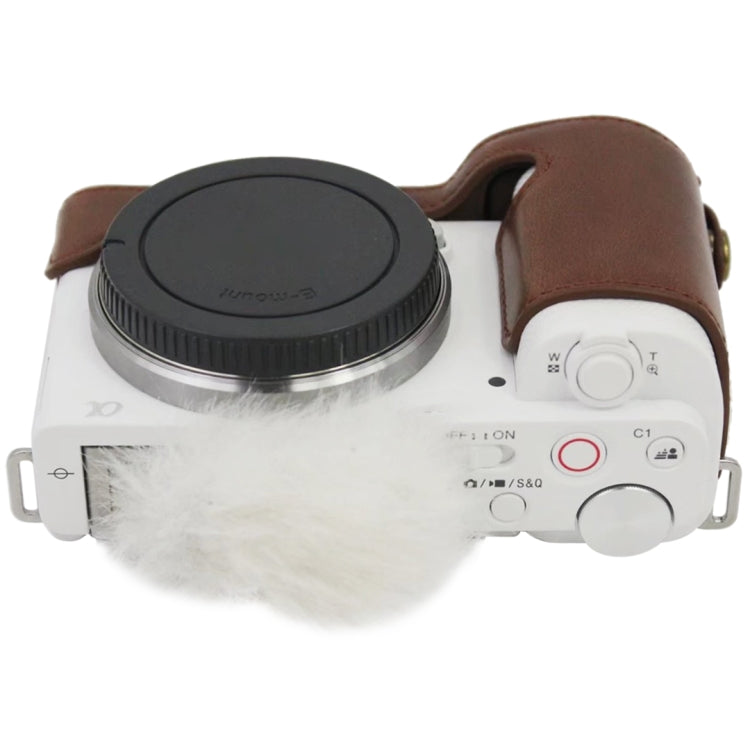 Base mezza custodia per fotocamera in pelle PU con filettatura da 1/4 di pollice per Sony ZV-E10 / ZV-E10L, For Sony ZV-E10