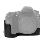 Base mezza custodia per fotocamera in pelle PU con filo da 1/4 di pollice per Canon EOS 80D / 70D, For Canon EOS 80D