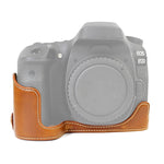 Base mezza custodia per fotocamera in pelle PU con filo da 1/4 di pollice per Canon EOS 80D / 70D, For Canon EOS 80D