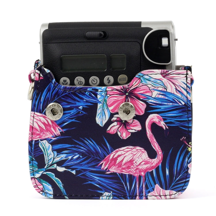 Borsa protettiva per fotocamera in pelle PU modello fenicottero per fotocamera FUJIFILM Instax Mini90, Flamingo