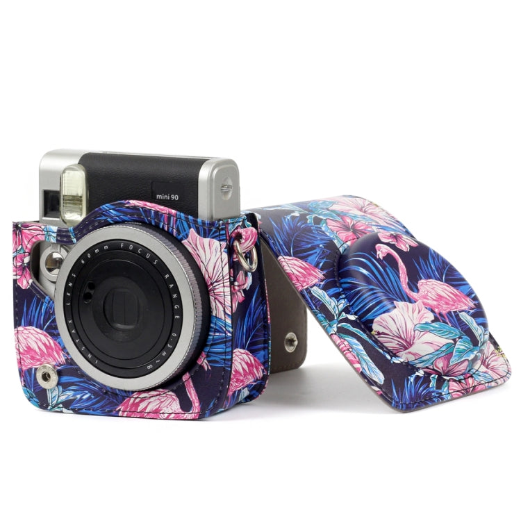 Borsa protettiva per fotocamera in pelle PU modello fenicottero per fotocamera FUJIFILM Instax Mini90, Flamingo