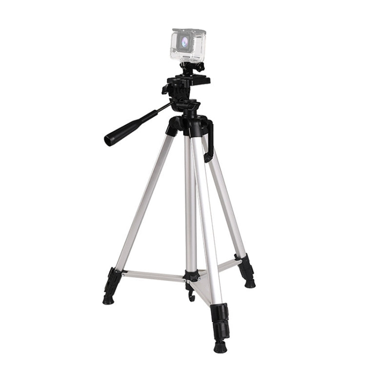 Treppiede per trasmissione dal vivo Gambe pieghevoli a 3 sezioni Supporto per treppiede in lega di alluminio con testa tridimensionale a forma di U e morsetto per telefono per DSLR e fotocamera digitale, altezza regolabile: 47,5-133 cm, 330A