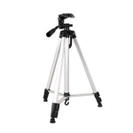 Treppiede per trasmissione dal vivo Gambe pieghevoli a 3 sezioni Supporto per treppiede in lega di alluminio con testa tridimensionale a forma di U e morsetto per telefono per DSLR e fotocamera digitale, altezza regolabile: 47,5-133 cm, 330A
