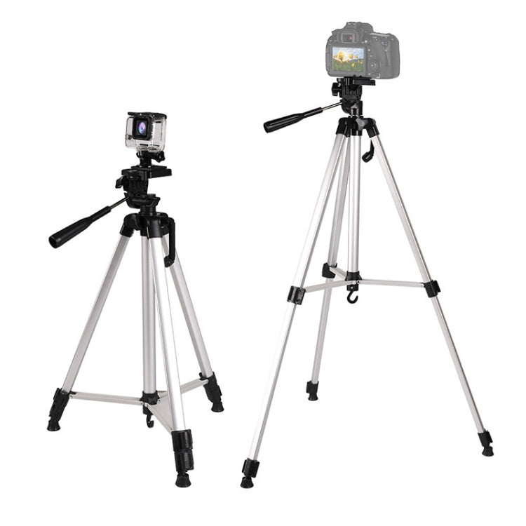 Treppiede per trasmissione dal vivo Gambe pieghevoli a 3 sezioni Supporto per treppiede in lega di alluminio con testa tridimensionale a forma di U e morsetto per telefono per DSLR e fotocamera digitale, altezza regolabile: 47,5-133 cm, 330A