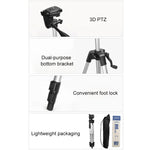 Treppiede per trasmissione dal vivo Gambe pieghevoli a 3 sezioni Supporto per treppiede in lega di alluminio con testa tridimensionale a forma di U e morsetto per telefono per DSLR e fotocamera digitale, altezza regolabile: 47,5-133 cm, 330A