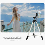Treppiede per trasmissione dal vivo Gambe pieghevoli a 3 sezioni Supporto per treppiede in lega di alluminio con testa tridimensionale a forma di U e morsetto per telefono per DSLR e fotocamera digitale, altezza regolabile: 47,5-133 cm, 330A