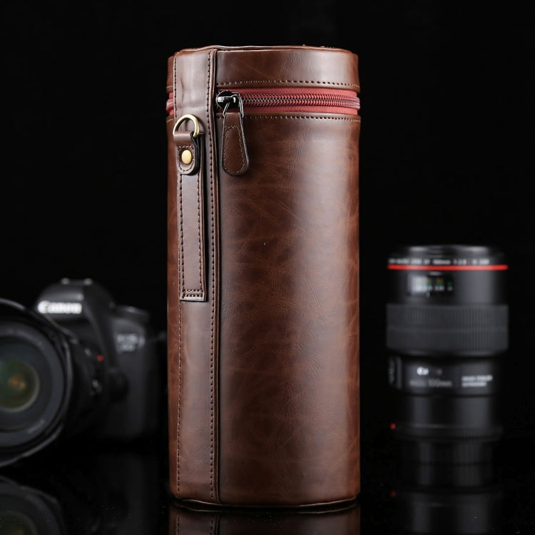 Custodia per obiettivo extra large Custodia in pelle PU con cerniera per obiettivo della fotocamera DSLR, dimensioni: 24,5 * 10,5 * 10,5 cm, 24.5 x 10.5cm (Brown), 24.5 x 10.5cm (Coffee), 24.5 x 10.5cm (Black)