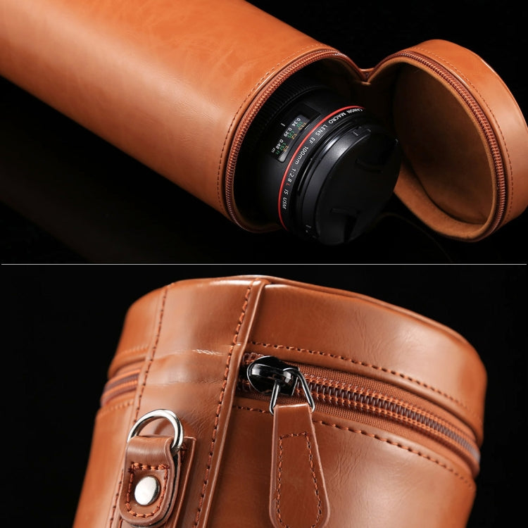 Custodia per obiettivo extra large Custodia in pelle PU con cerniera per obiettivo della fotocamera DSLR, dimensioni: 24,5 * 10,5 * 10,5 cm, 24.5 x 10.5cm (Brown), 24.5 x 10.5cm (Coffee), 24.5 x 10.5cm (Black)