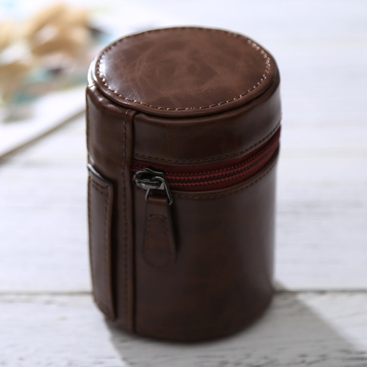 Custodia piccola per obiettivo Custodia in pelle PU con cerniera per obiettivo fotocamera DSLR, dimensioni: 11x8x8 cm, 11 x 8cm (Brown), 11 x 8cm (Coffee), 11 x 8cm (Black)
