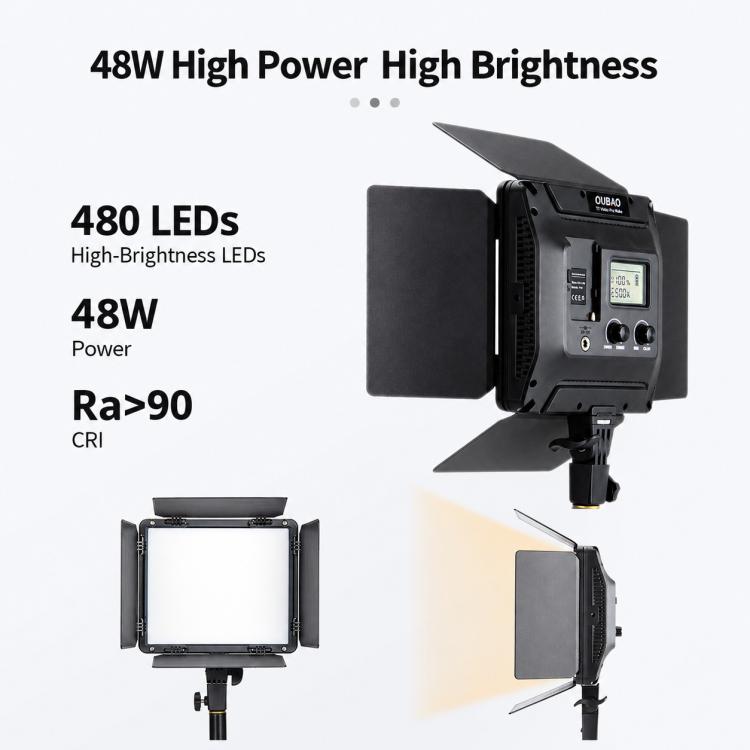 TRIOPO TTV-480Bi 48W 2700-6500K Bi-Color 480 LEDs Video Fill Light, TTV-480Bi (EU Plug), TTV-480Bi (US Plug)