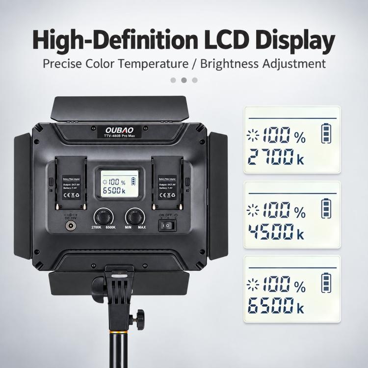 TRIOPO TTV-480Bi 48W 2700-6500K Bi-Color 480 LEDs Video Fill Light, TTV-480Bi (EU Plug), TTV-480Bi (US Plug)