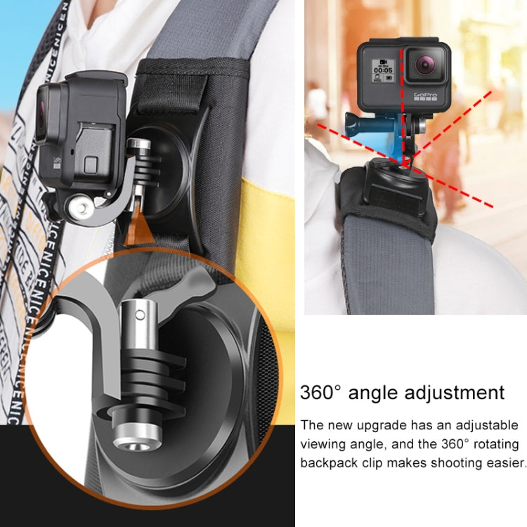 Zaino con chiusura a strappo e gancio Rec-Mounts Supporto con morsetto a clip con vite per GoPro HERO9 Black / HERO8 Black /7 /6 /5 /5 Session /4 Session /4 /3+ /3 /2 /1, DJI Osmo Action, Xiaoyi eAltre action camera