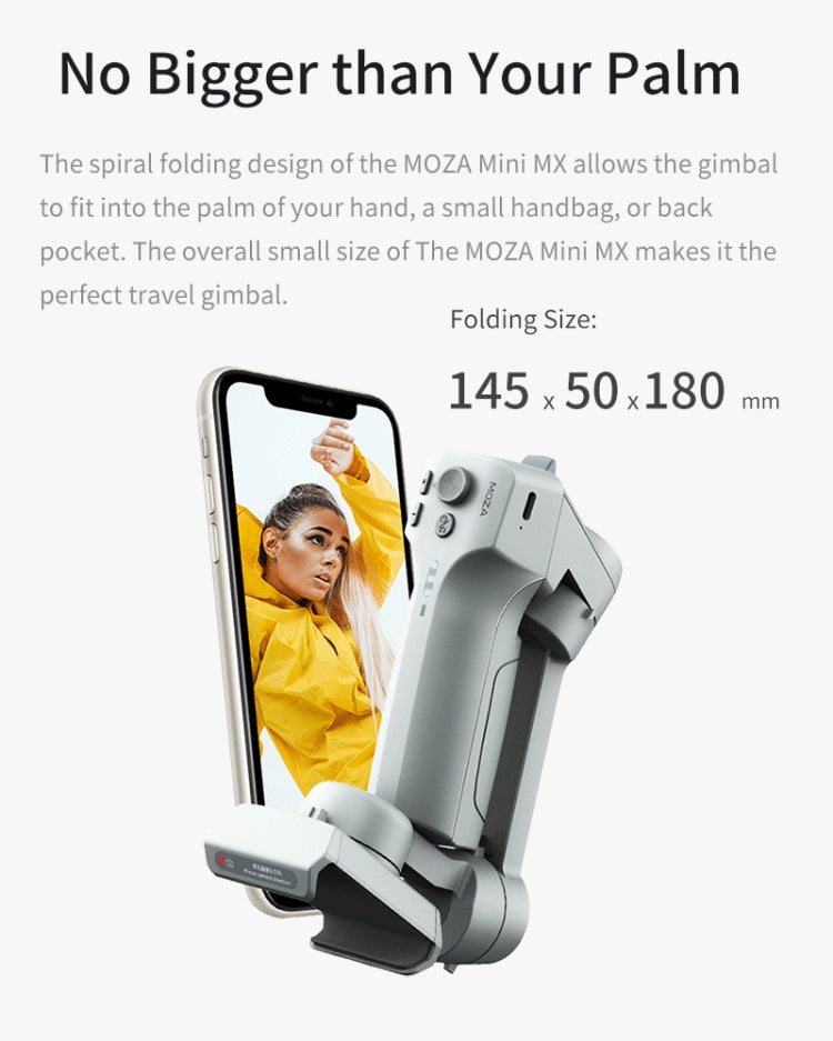 MOZA Mini MX 3-Axis Foldable Handheld Gimbal Stabilizer for Action Cameras and Smartphones, Mini MX