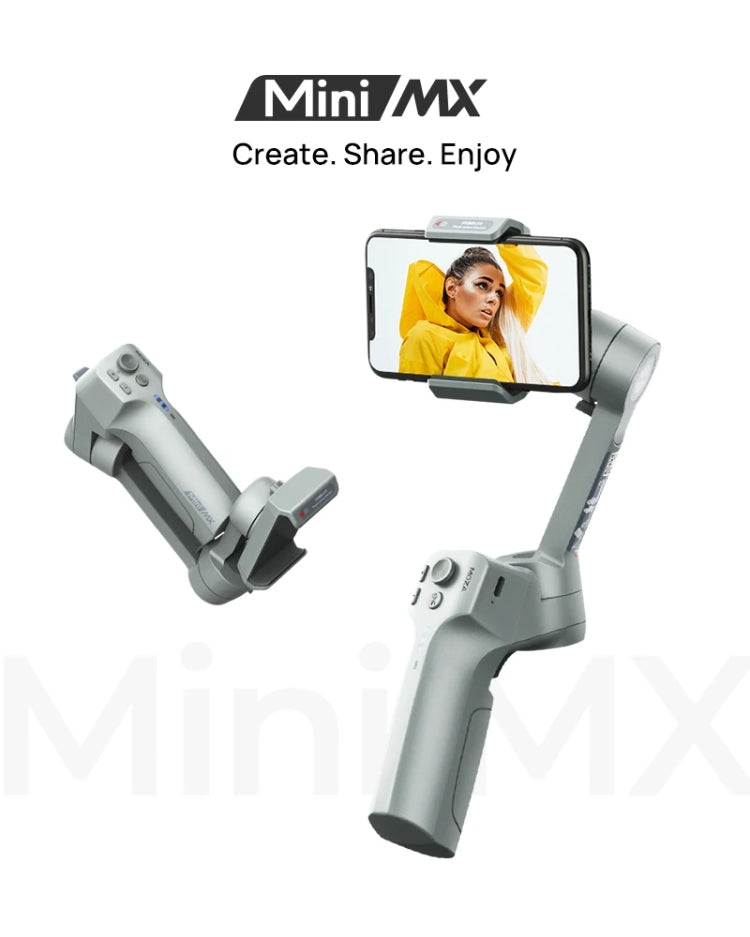 MOZA Mini MX 3-Axis Foldable Handheld Gimbal Stabilizer for Action Cameras and Smartphones, Mini MX