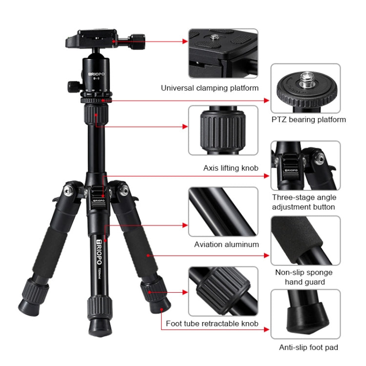 Treppiede portatile regolabile in lega di alluminio TRIOPO T226 con testa a sfera D-0 per fotocamera reflex, T226