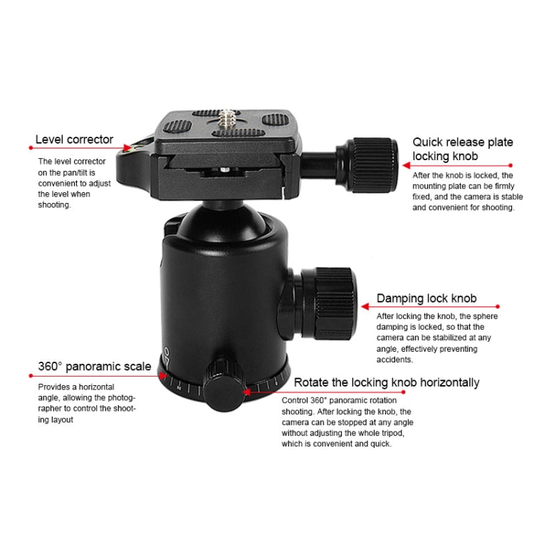Treppiede portatile regolabile in lega di alluminio TRIOPO T226 con testa a sfera D-0 per fotocamera reflex, T226
