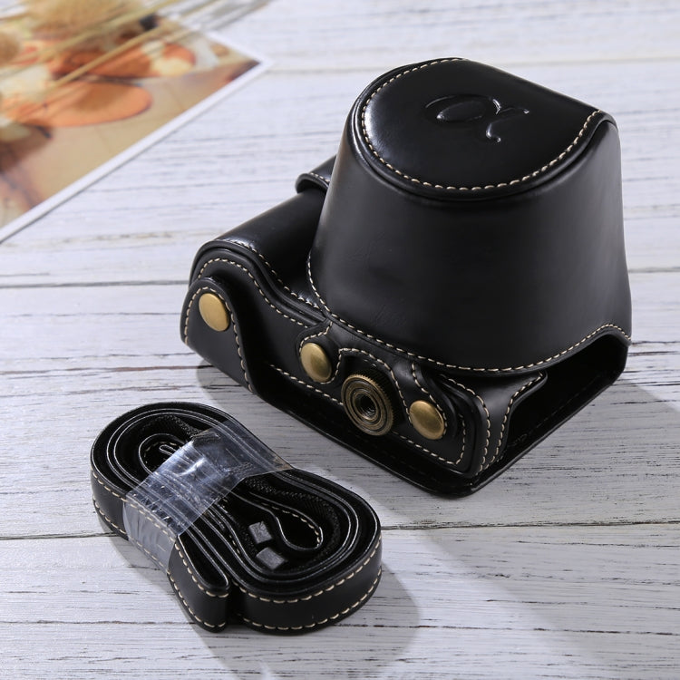 Custodia in pelle PU per fotocamera a corpo intero con cinturino per Sony A5100 / A5000 / NEX-3N (obiettivo 16-50 mm / 40,5 mm), For Sony A5000, For A5100