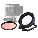 Obiettivo macro 16X da 58 mm + filtro per obiettivo rosso per immersione con copriobiettivo + adattatore per anello filtro obiettivo + cordino + panno per la pulizia per custodia da immersione GoPro HERO6 /5, For HERO6 /5