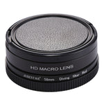 Obiettivo macro 16X da 58 mm + filtro per obiettivo rosso per immersione con copriobiettivo + adattatore per anello filtro obiettivo + cordino + panno per la pulizia per custodia da immersione GoPro HERO6 /5, For HERO6 /5