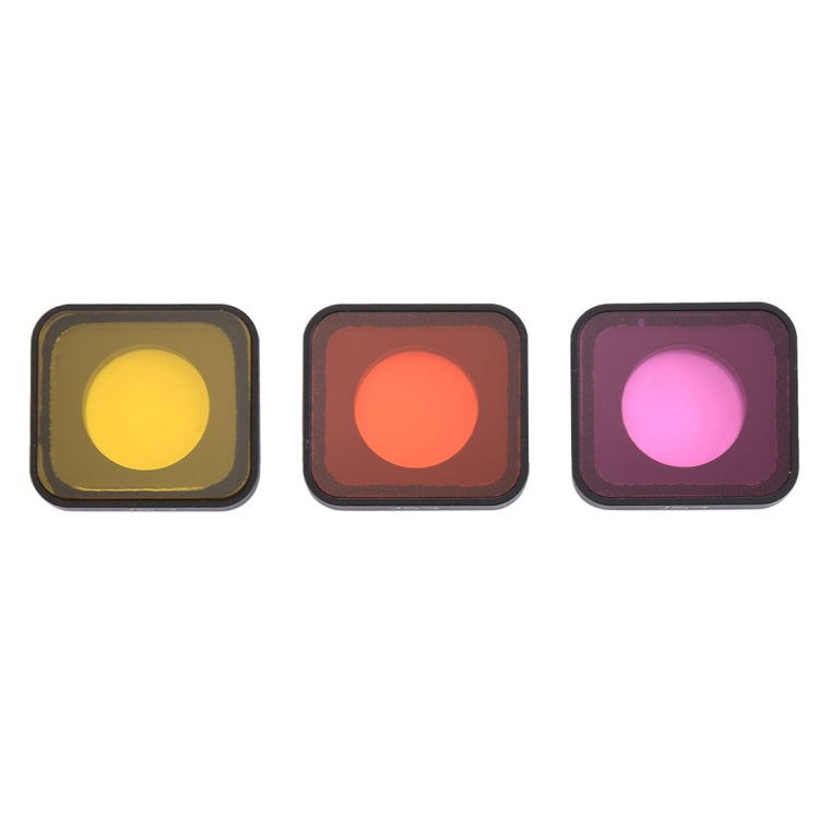 Filtro per lenti colorate Snap-on rosso/giallo/viola 3 in 1 per GoPro HERO6 /5, Red / Yellow /Purple Color Lens