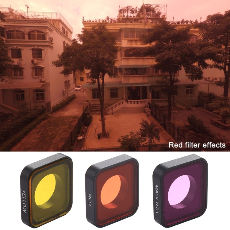 Filtro per lenti colorate Snap-on rosso/giallo/viola 3 in 1 per GoPro HERO6 /5, Red / Yellow /Purple Color Lens