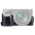 Base mezza custodia per fotocamera in pelle PU con filettatura da 1/4 di pollice per Sony A6400 / ILCE-A6400, For Sony A6400