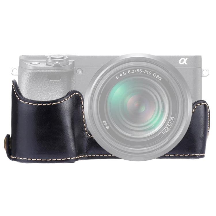 Base mezza custodia per fotocamera in pelle PU con filettatura da 1/4 di pollice per Sony A6400 / ILCE-A6400, For Sony A6400