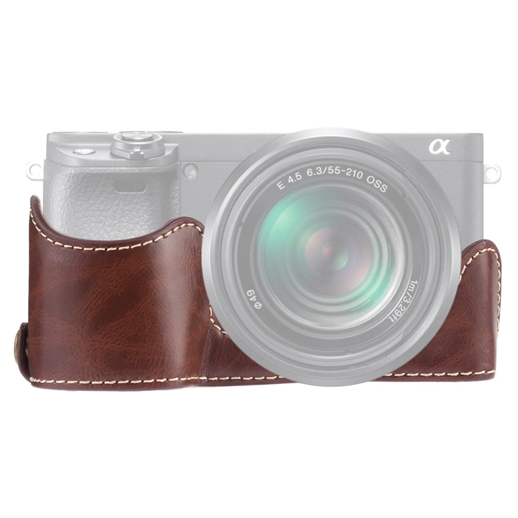 Base mezza custodia per fotocamera in pelle PU con filettatura da 1/4 di pollice per Sony A6400 / ILCE-A6400, For Sony A6400