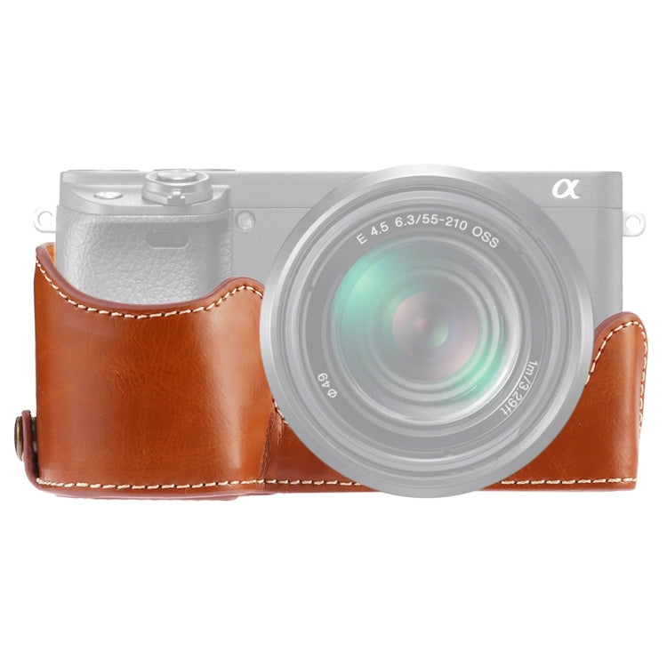Base mezza custodia per fotocamera in pelle PU con filettatura da 1/4 di pollice per Sony A6400 / ILCE-A6400, For Sony A6400