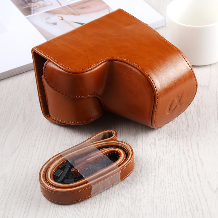 Custodia in pelle PU per fotocamera integrale con cinturino per Sony A6400 / ILCE-A6400, For Sony A6400