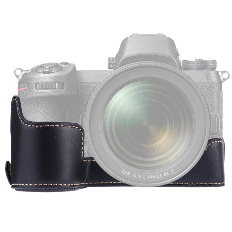 Base mezza custodia per fotocamera in pelle PU con filo da 1/4 di pollice per Nikon Z6 / Z7, For Nikon Z6