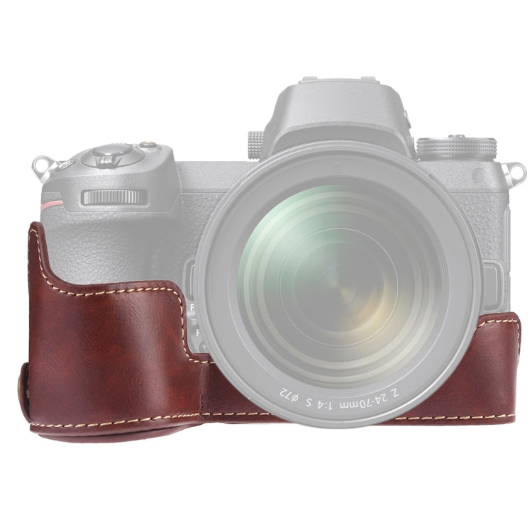 Base mezza custodia per fotocamera in pelle PU con filo da 1/4 di pollice per Nikon Z6 / Z7, For Nikon Z6