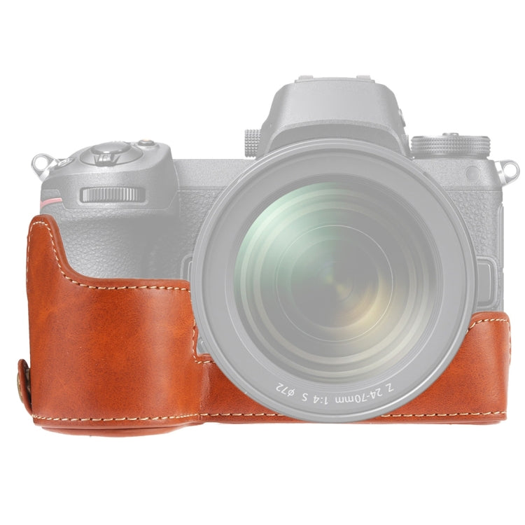 Base mezza custodia per fotocamera in pelle PU con filo da 1/4 di pollice per Nikon Z6 / Z7, For Nikon Z6